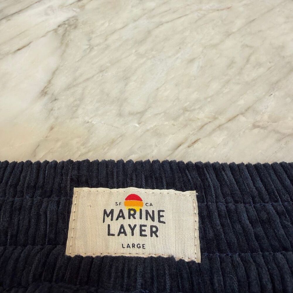 Marine Layer Wide-Leg Allison Pull-On Wide Leg Corduroy Pants navy size L - Picture 7 of 11